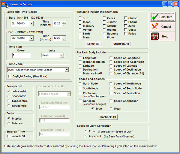 Ephemeris